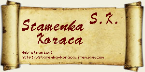 Stamenka Koraca vizit kartica